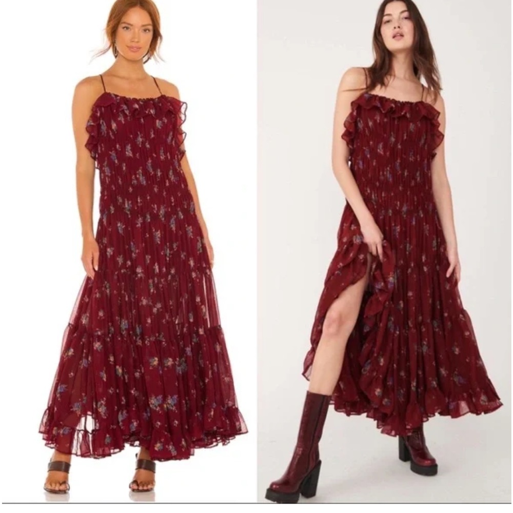 Free People cloud nine maxi dress in berry combo - NWT